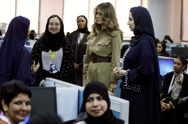 First lady Melania Trump visits GE All women business process service center in Riyadh, Saudi Arabia, May 21, 2017. REUTERS/Hamad I Mohammed