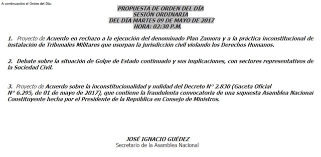 AN debatirá Plan Zamora, instalación de tribunales militares y fraudulenta convocatoria a Constituyente
