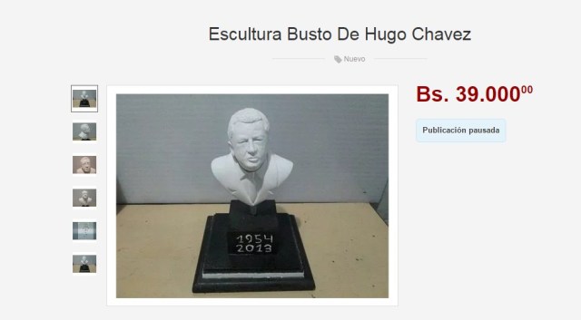 Ofertaron un busto de Chávez en reconocida página web 