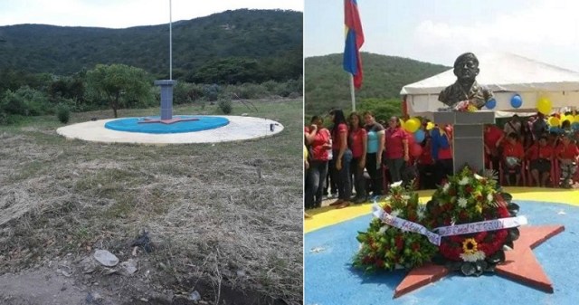 Desaparición de un busto de Hugo Chávez en Ureña, estado Táchira / Foto @EnkiVzla 