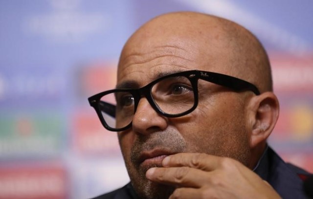 Foto de archivo del entrenador argentino Jorge Sampaoli durante una conferencia de prensa en Inglaterra. Reuters/ Carl Recine Livepic