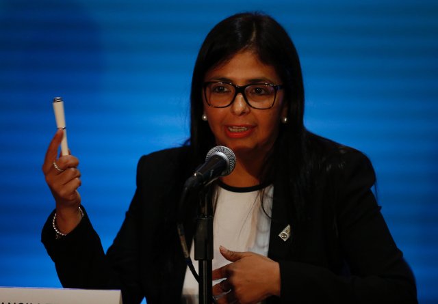 La canciller de la República, Delcy Rodríguez durante la sesión de la OEA de este lunes 19 de junio de 2017. REUTERS/Carlos Jasso