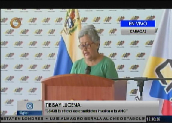 La presidenta del Consejo Nacional Electoral, Tibisay Lucena