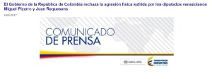 Gobierno de Colombia rechaza agresiones en contra de los diputados Pizarro y Requesens