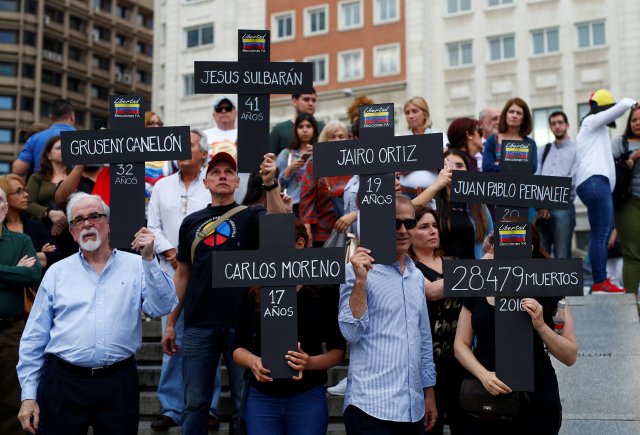 Los partidarios del líder opositor venezolano Leopoldo López salen a la calle para celebrar su liberación de la prisión, en Madrid, España, 8 de julio de 2017. REUTERS / Javier Barbancho