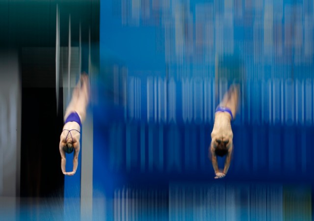 Diving – 17th FINA World Aquatics Championships – Mixed 3m Synchro Springboard Final – Budapest, Hungary – July 22, 2017 – Grace Reid and Thomas Daley of Britain compete. REUTERS/Stefan Wermuth