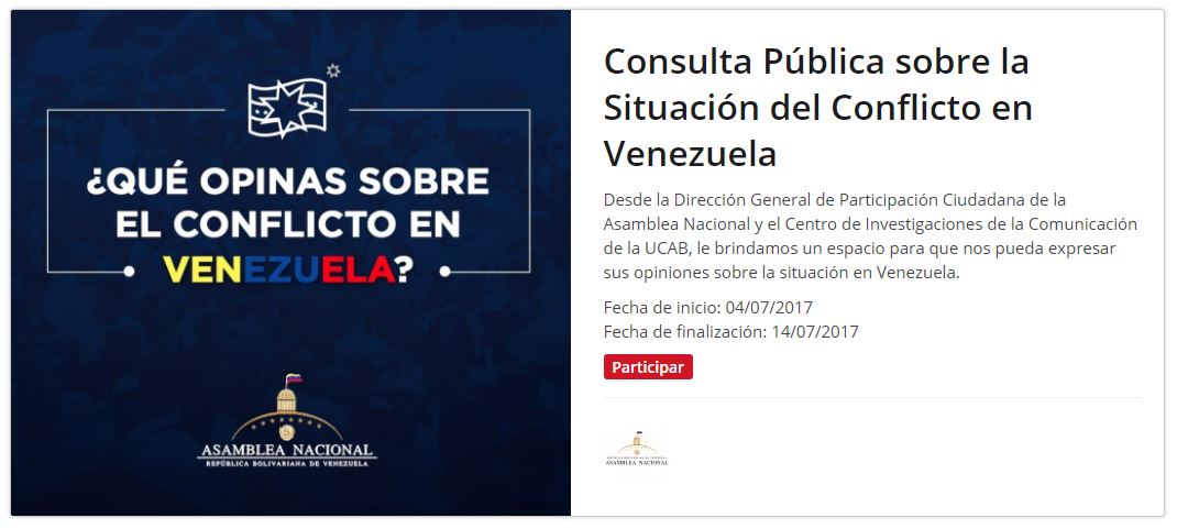 AN consulta opinión de ciudadanos sobre la crisis que atraviesa Venezuela