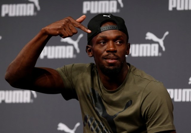El velocista jamaiquino Usain Bolt en una rueda de prensa en Londres, ago 1, 2017.    Action Images via Reuters/Matthew Childs
