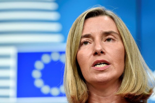 La máxima diplomática de la Unión Europea, Federica Mogherini, en una rueda de prensa en Bruselas, jul 25, 2017. REUTERS/Eric Vidal