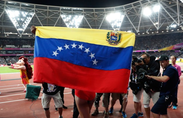 Athletics - World Athletics Championships - Women's Triple Jump Final – London Stadium, London, Britain - August 7, 2017. Yulimar Rojas of Venezuela celebrates winning gold. REUTERS/Phil Noble