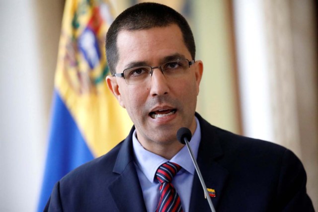 Venezuela's Foreign Minister Jorge Arreaza delivers a speech during a meeting of accredited diplomatic teams in Caracas, Venezuela August 12, 2017. REUTERS/Carlos Garcia Rawlins
