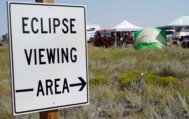 A designated eclipse viewing area is seen in a campground near Guernsey, Wyoming, U.S., August 20, 2017. REUTERS/Rick Wilking