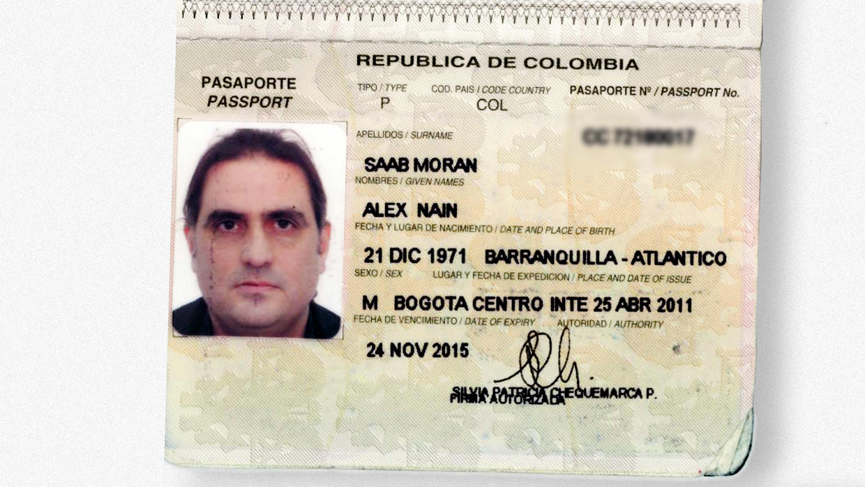 Pasaporte de Álex Saab // Foto vía Univisión Noticias