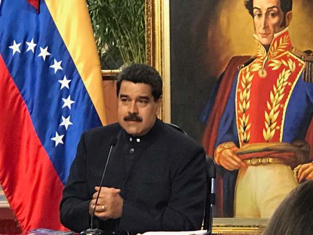 Maduro durante la rueda de prensa con medios internacionales