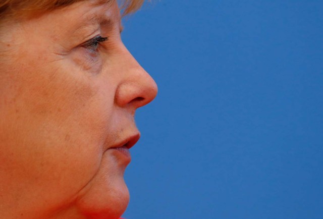 German Chancellor Angela Merkel addresses a news conference in Berlin, Germany, August 29, 2017.    REUTERS/Fabrizio Bensch