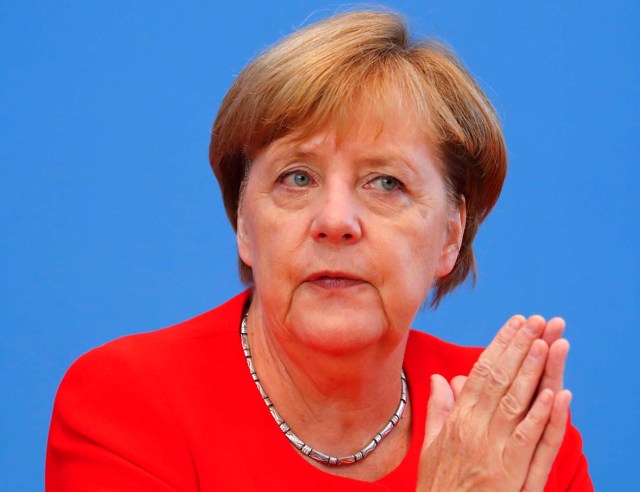 German Chancellor Angela Merkel addresses a news conference in Berlin, Germany August 29, 2017.    REUTERS/Fabrizio Bensch
