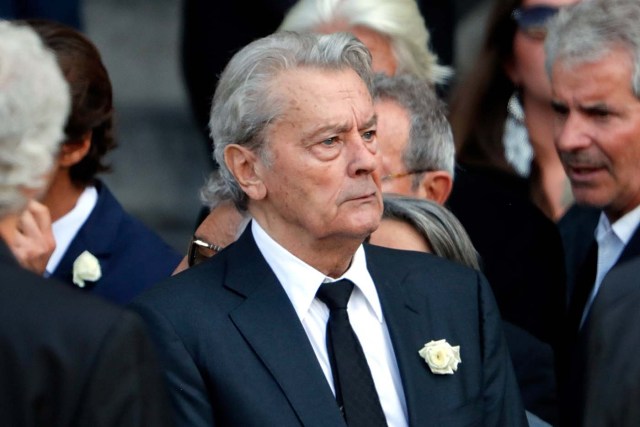 French actor Alain Delon attends the funeral ceremony of late actress Mireille Darc at the Saint-Sulpice church in Paris, France, September 1, 2017. REUTERS/Charles Platiau
