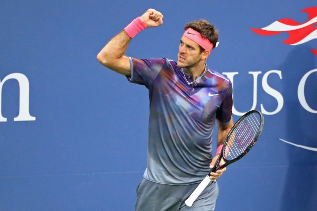 Sep 4, 2017; New York, NY, USA; Juan Martin del Potro of Argentina reacts after forcing a tiebreaker in the fourth set against Dominic Thiem of Austria (not pictured) on day eight of the U.S. Open tennis tournament at USTA Billie Jean King National Tennis Center. Mandatory Credit: Geoff Burke-USA TODAY Sports