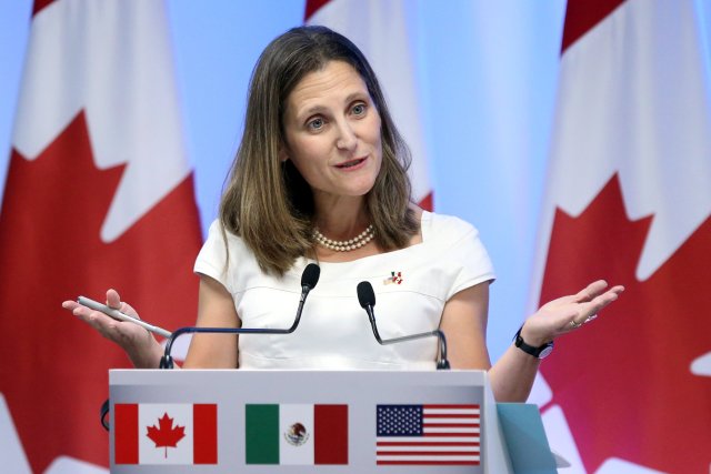 La ministra de Relaciones Exteriores canadiense, Chrystia Freeland. REUTERS/Edgard Garrido