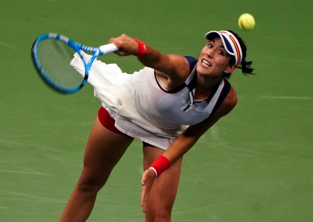 La tenista española Garbine Muguruza en un partido contra la checa Petra Kvitova en el Abierto de Estados Unidos en Nueva York. Imagen de archivo. 3 de septiembre de 2017. REUTERS/Ray Stubblebine