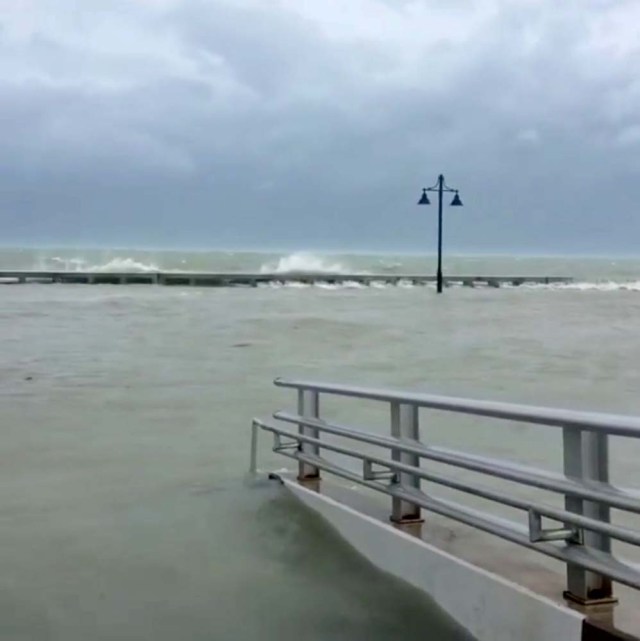 Waves crash as water rises before a storm in Key West, Florida, U.S., September 9, 2017, in this still still image taken from a video obtained from social media. Instagram/Logan Bullins/via REUTERS THIS IMAGE HAS BEEN SUPPLIED BY A THIRD PARTY. MANDATORY CREDIT. NO RESALES. NO ARCHIVES