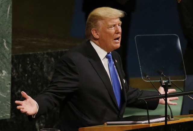 El presidente de Estados Unidos, Donald Trump, en la Asamblea General de Naciones Unidas en Nueva York 19, 2017. REUTERS/Shannon Stapleton