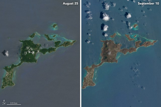 Foto: El huracán Irma deja marrones las verdes islas del Caribe / ]NASA