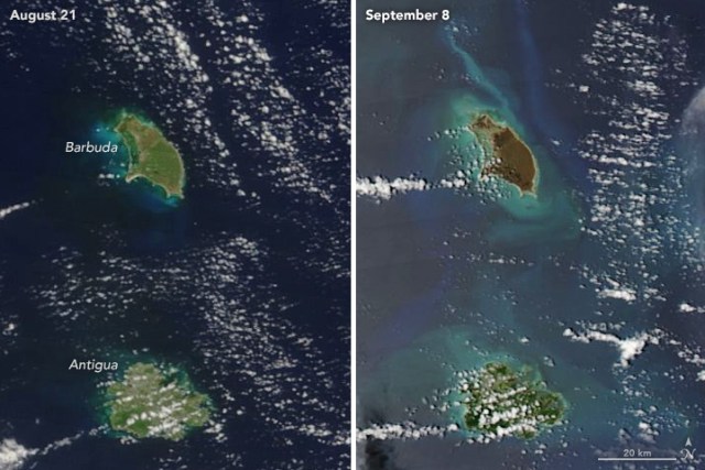 Foto: El huracán Irma deja marrones las verdes islas del Caribe / ]NASA