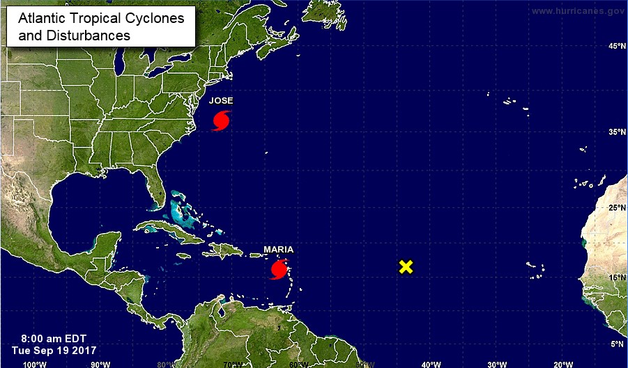 José se mantiene como huracán de categoría 1 alejado de la costa este de EEUU