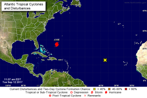 Huracán José, de categoría 1, se debilita en su deambular por el noreste de las Bahamas