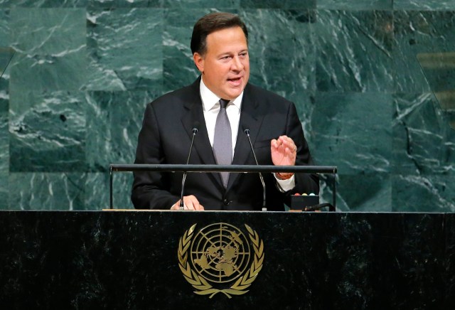 Panamanian President Juan Carlos Varela Rodriguez addresses the 72nd United Nations General Assembly at U.N. Headquarters in New York, U.S., September 20, 2017. REUTERS/Eduardo Munoz