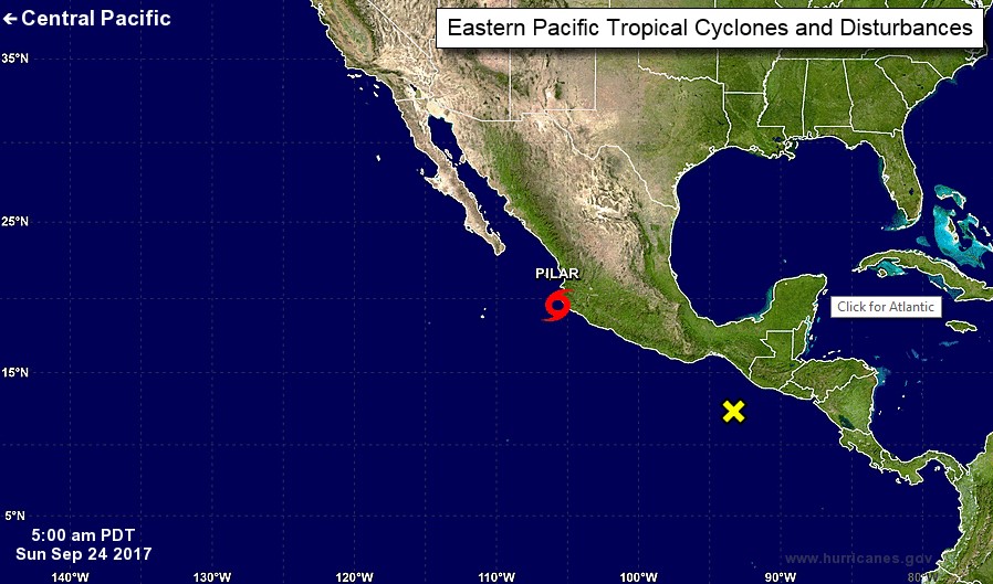 Tormenta Pilar se forma en el Pacífico y dejará fuertes lluvias en la costa oeste de México