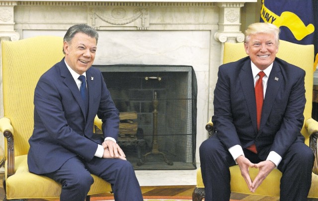 Juan Manuel Santos y Donald Trump. Foto Juan David Tena - SIG