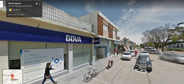 Captura de Google Mapas, de la oficina de BBVA de la ciudad uruguaya de Dolores