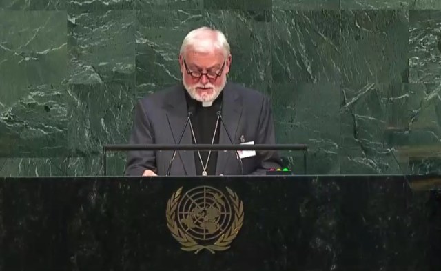 Arzobispo Paul Richard Gallagher, secretario de Relaciones con los Estados del Vaticano en la ONU // FOTO captura tv
