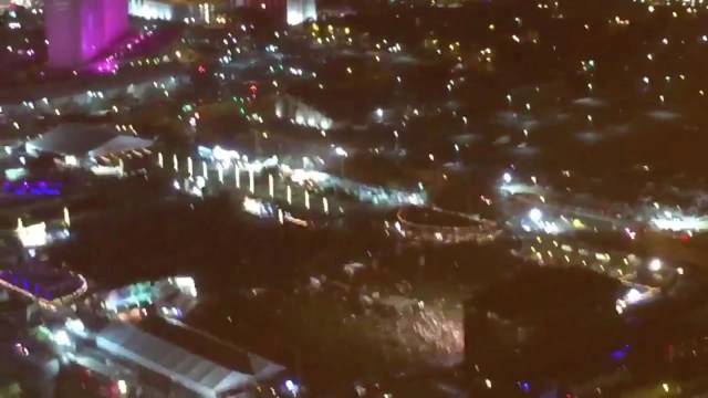 People flee outside the Mandalay Bay Hotel after a gunman opened fire on attendees of the Route 91 Harvest Music Festival in Las Vegas, U.S., October 1, 2017 in this still image obtained from social media video. TWITTER @EIRIKURH via REUTERS THIS IMAGE HAS BEEN SUPPLIED BY A THIRD PARTY. MANDATORY CREDIT.NO RESALES. NO ARCHIVES. NO NEW USES AFTER OCTOBER 25, 2017 1000GMT