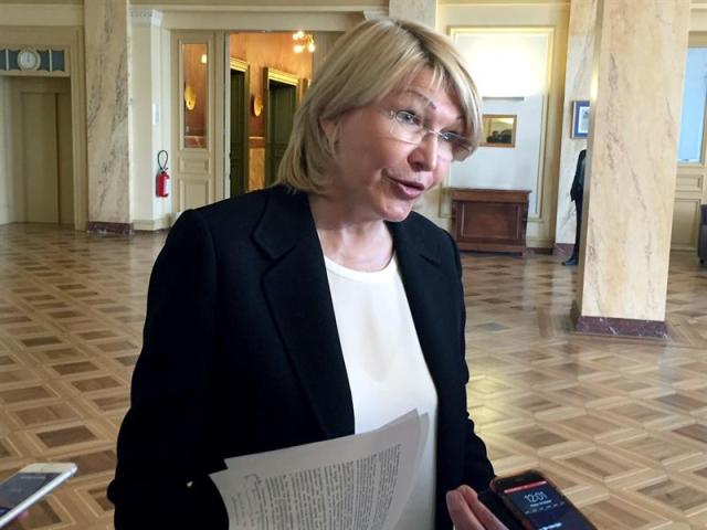 La exfiscal general de Venezuela, Luisa Ortega, realiza declaraciones a la prensa al término de su reunión con el alto comisionado para derechos humanos de la ONU, hoy en Ginebra. EFE/Isabel Saco