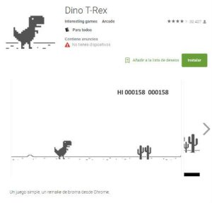 T-Rex de Chrome, el mejor juego cuando NO hay internet