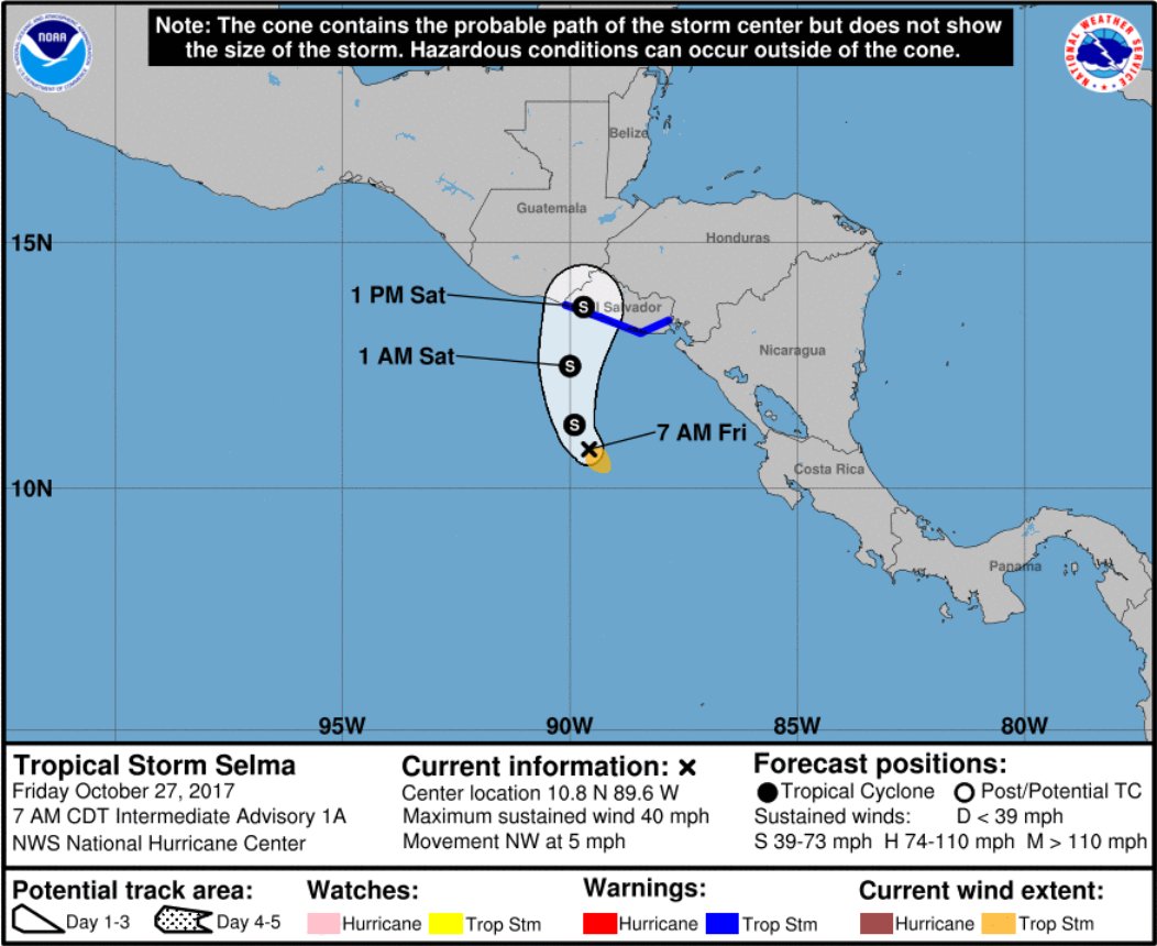 La tormenta tropical Selma se forma frente a la costa occidental de Nicaragua