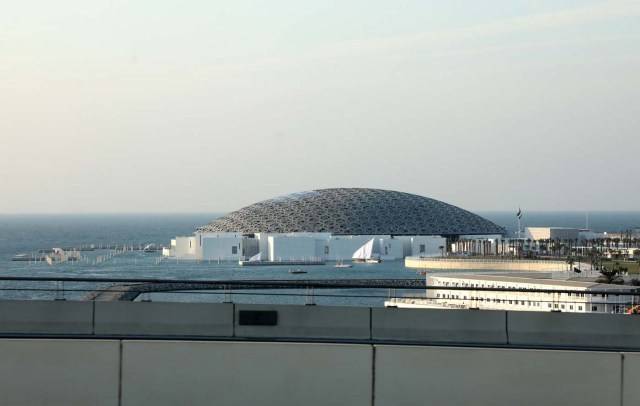 A view of the exterior of the Louvre Abu Dhabi museum on November 8, 2017. More than a decade in the making, the Louvre Abu Dhabi opens its doors today, bringing the famed name to the Arab world for the first time. / AFP PHOTO / ludovic MARIN