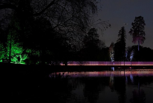 Sculptures, buildings and trees are illuminated at the Kew Gardens light trail at Kew in west London, Britain, November 21, 2017. REUTERS/Toby Melville