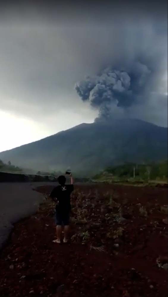 Cooled lava is seen near the base of Mount Agung, in Bali, Indonesia, in this still image taken from a video obtained by Reuters from social media, November 27, 2017. Ikomang Sumerta/via REUTERS ATTENTION EDITORS - THIS IMAGE HAS BEEN SUPPLIED BY A THIRD PARTY. MANDATORY CREDIT.NO RESALES. NO ARCHIVES.