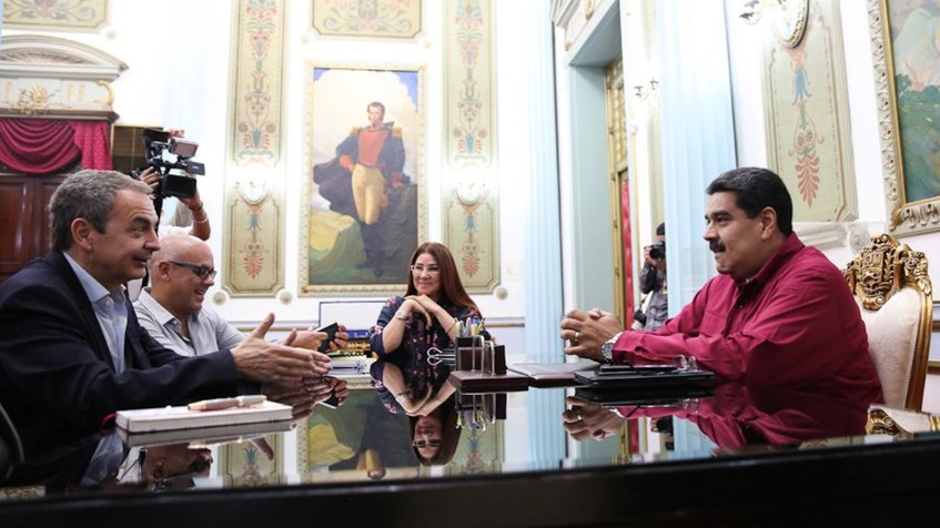 Así fue la reunión de Zapatero, Maduro y los hermanos Rodríguez en Miraflores (fotos+Cilita)