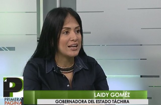 Laidy Gómez, gobernadora del estado Táchira / Foto captura tv