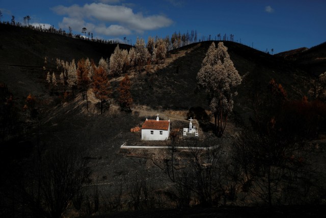 A shrine is seen after a forest fire near the village of Serta, Portugal, September 9, 2017. Picture taken September 9, 2017. REUTERS/Rafael Marchante/File Photo      SEARCH "POY GLOBAL" FOR THIS STORY. SEARCH "REUTERS POY" FOR ALL BEST OF 2017 PACKAGES.    TPX IMAGES OF THE DAY