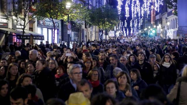 Vista general de una  manifestación en   Madrid contra la violencia de género. (EFE)