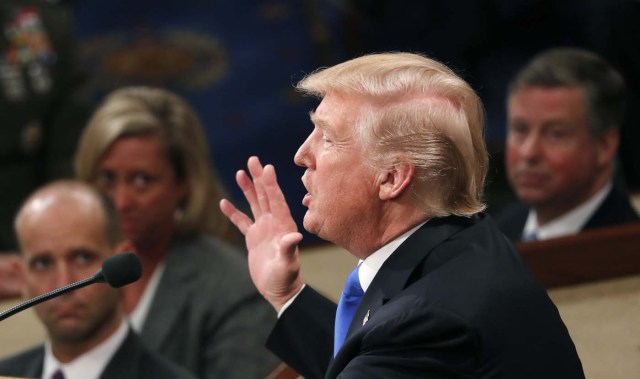 U.S. President Donald Trump delivers his State of the Union address to a joint session of the U.S. Congress on Capitol Hill in Washington, U.S. January 30, 2018. REUTERS/Jonathan Ernst