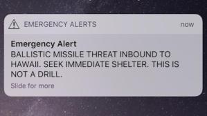 Funcionario lanzó falsa alerta de misil en Hawái sin saber que era un ejercicio