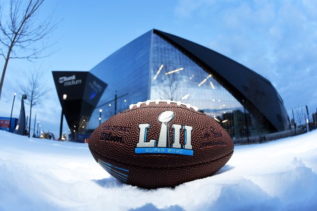 Jan 31, 2018; Minneapolis, MN, USA; General overall view of NFL official Wilson football at U.S. Bank Stadium prior to Super Bowl LII between the Philadelphia Eagles and the New England Patriots. Mandatory Credit: Kirby Lee-USA TODAY Sports