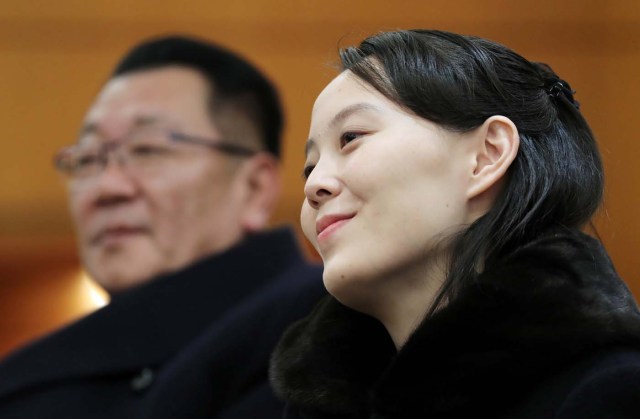 North Korea's leader Kim Jong Un's younger sister Kim Yo Jong meets South Korean officials in Incheon, South Korea February 9, 2018. Yonhap via REUTERS ATTENTION EDITORS - THIS IMAGE HAS BEEN SUPPLIED BY A THIRD PARTY. SOUTH KOREA OUT. NO RESALES. NO ARCHIVE.